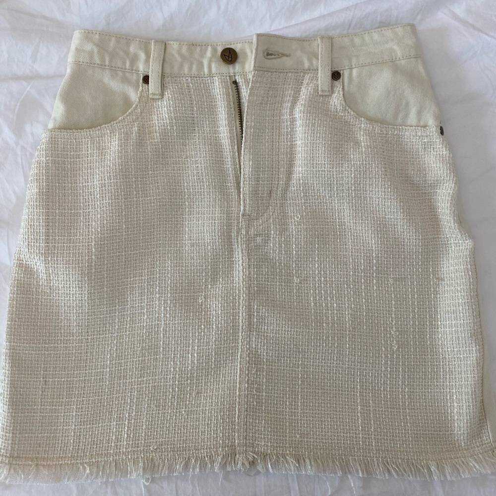 White one of a kind denim skirt